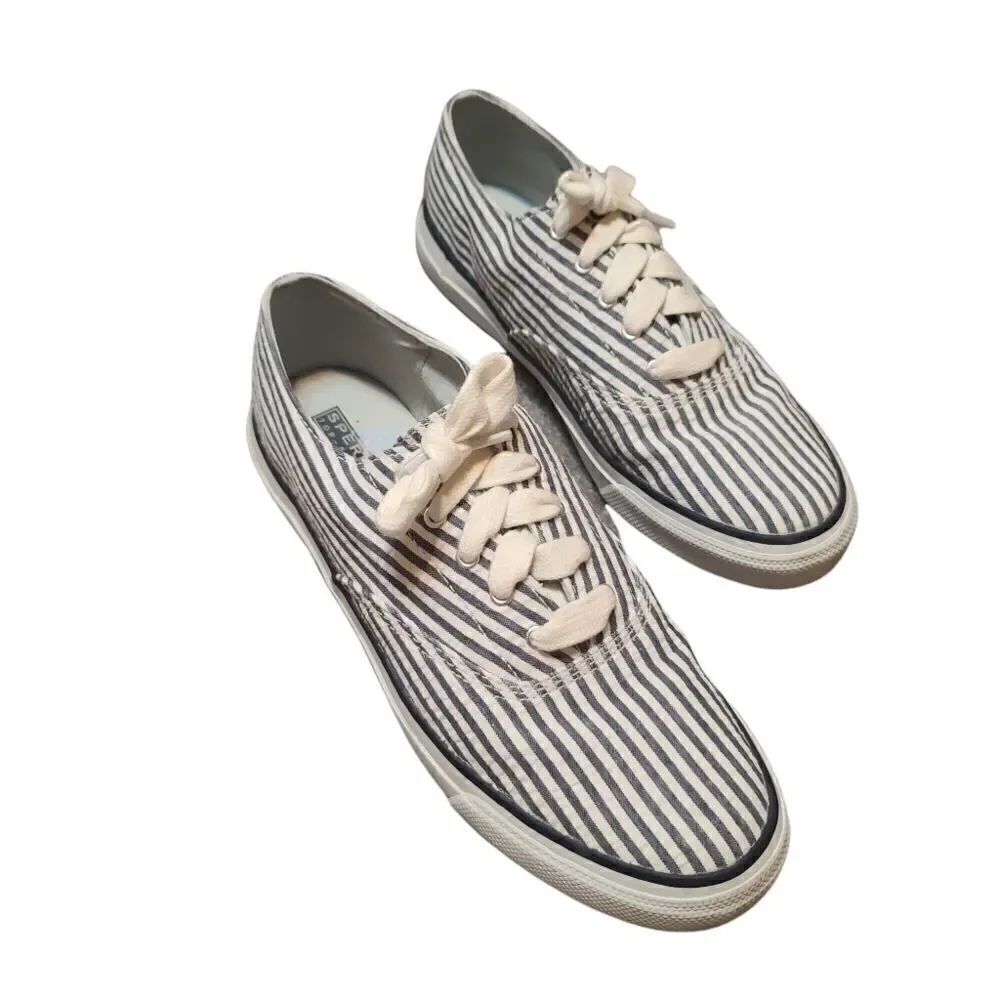 SperryโPinstripedย TopsiderโSneakerโBlueโ&โWhiteโ9.5